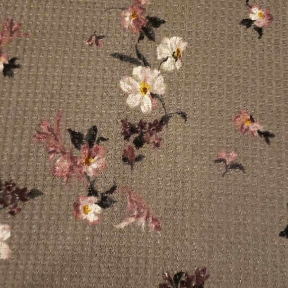 Torrid Purple Floral Long Sleeve Grey Waffle Top Sz 3 - Picture 4 of 6